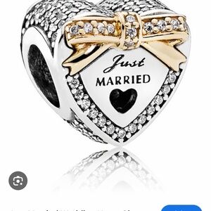 Pandora Gold and Silver Just Married Heart Charm